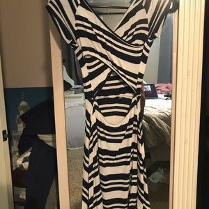 Blue and white striped dress